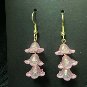 Pink Flowers Hamilton Gold Earrings (New)